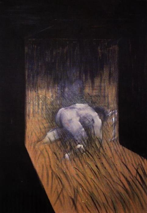 Man Kneeling In Grass — Бэкон