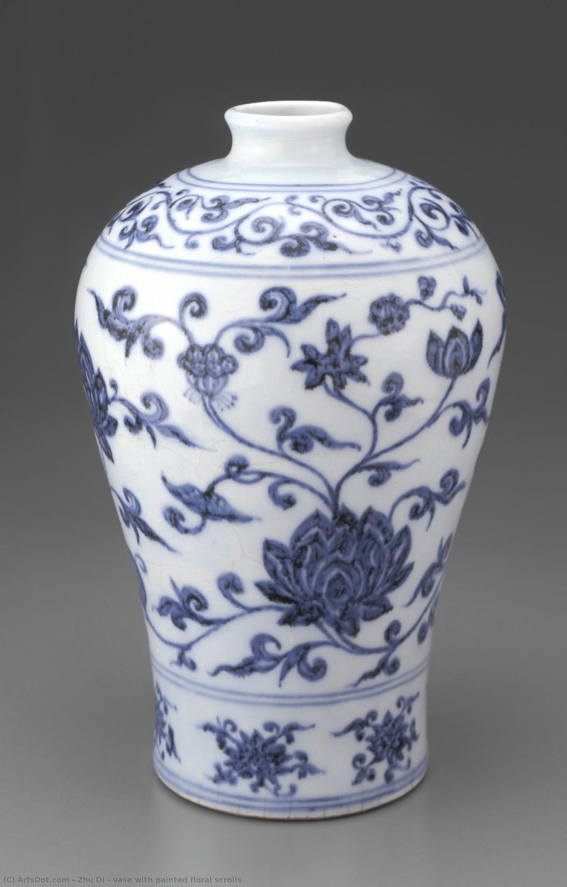 Vase With Painted Floral Scrolls — Zhu Di
