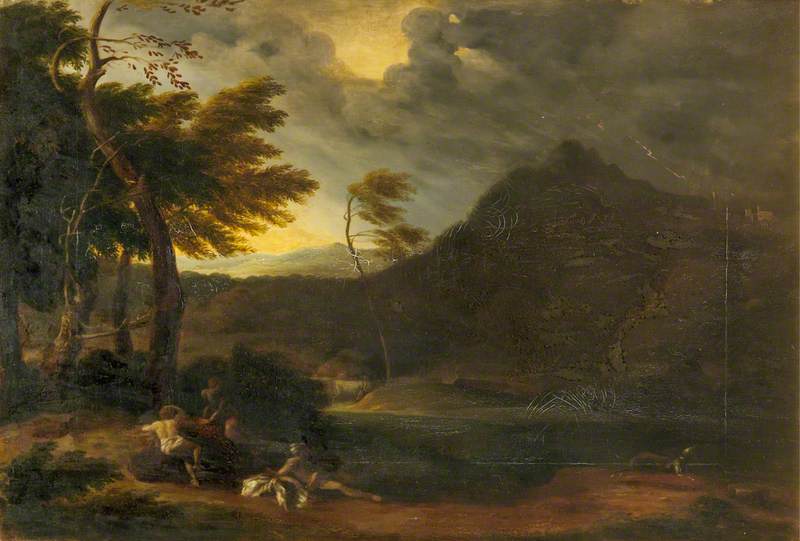 A Stormy Landscape With Classical Figures (after Gaspard Dughet) — George Haddo