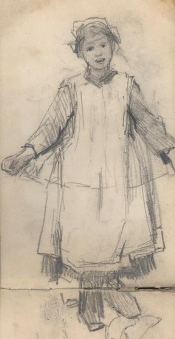 Study Of A Girl Holding A Garland — Sir George Clausen