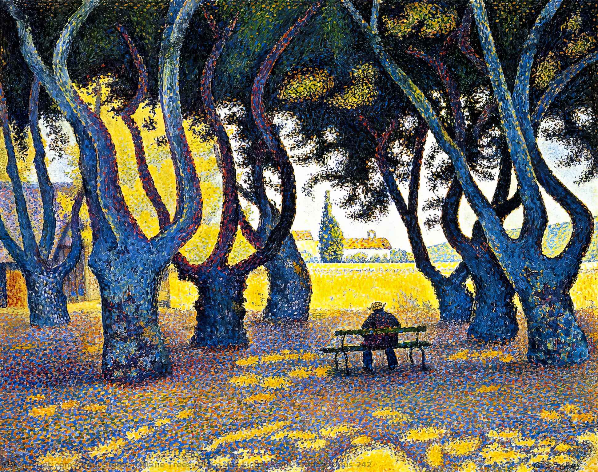 Plane Trees, Place Des Lices, Saint-tropez, Opus 242 — Paul Signac