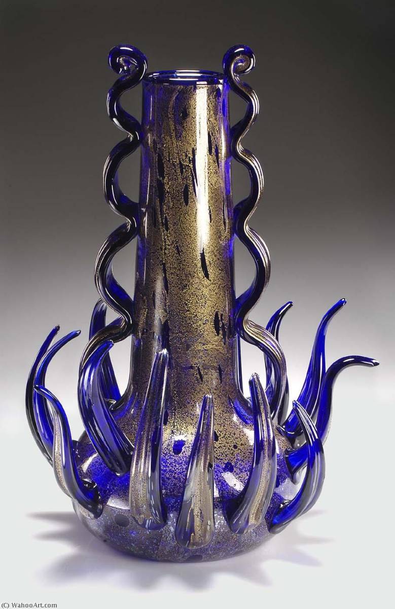 Cobalt And Gold Leaf Venetian — Dale Chihuly