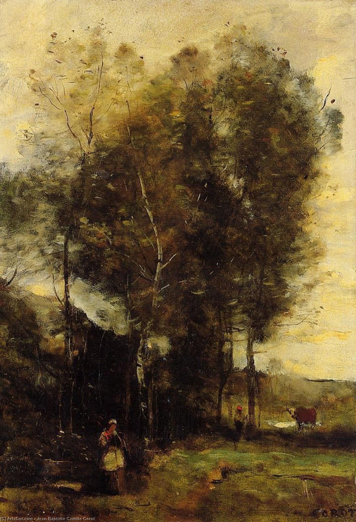 Hirte In Einer Senke, Souvenir Aus Der Bretagne — Jean-baptiste-camille Corot