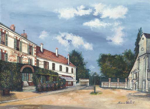 Church In Villennes And The Roger House — Maurice Utrillo