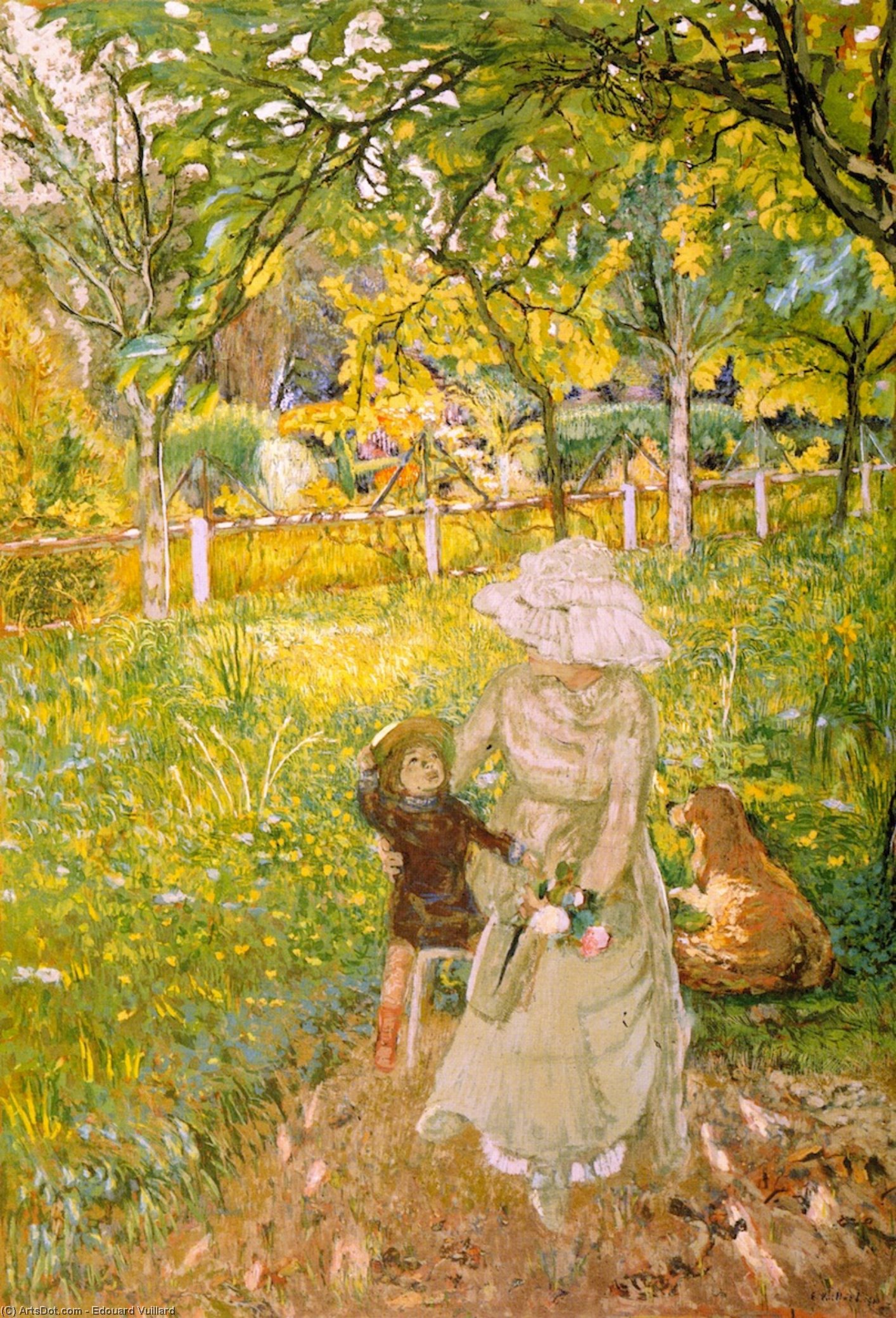 Sunny Morning, Lucy Hessel And Denise Natanson In The Garden At Les Pavillons, Villerville — Jean-édouard Vuillard
