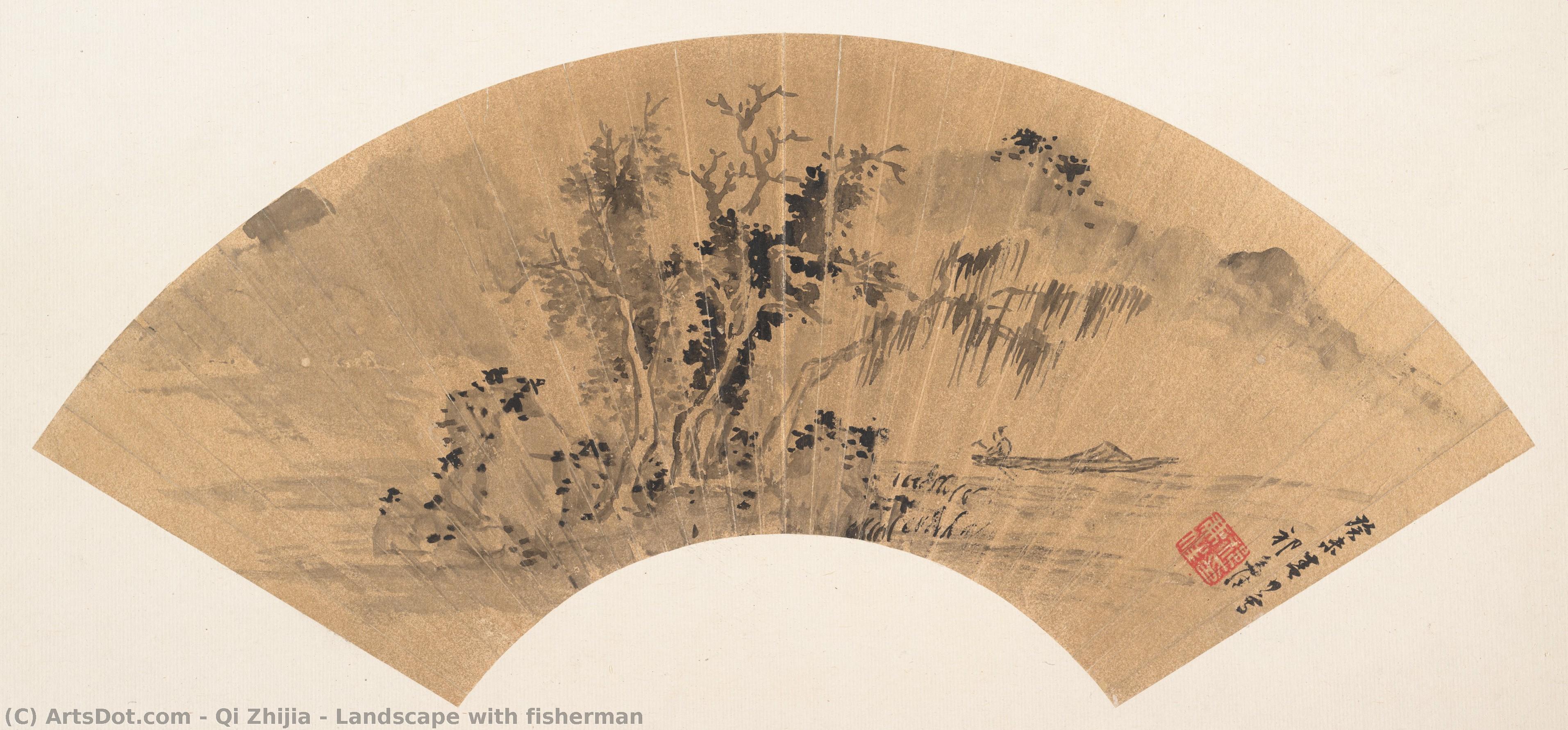 Landscape With Fisherman — Qi Zhijia