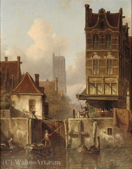 At The Town Lock — Everhardus Koster