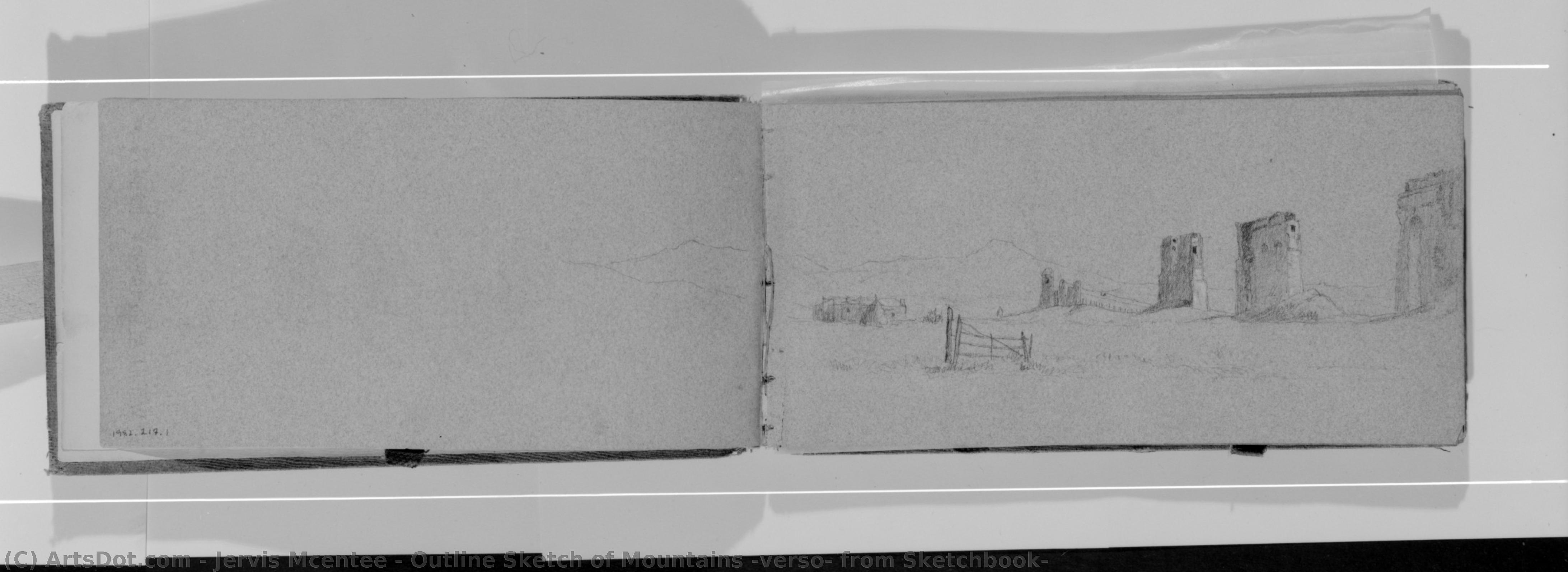 Outline Sketch Of Mountains (verso, From Sketchbook) — Jervis Mcentee