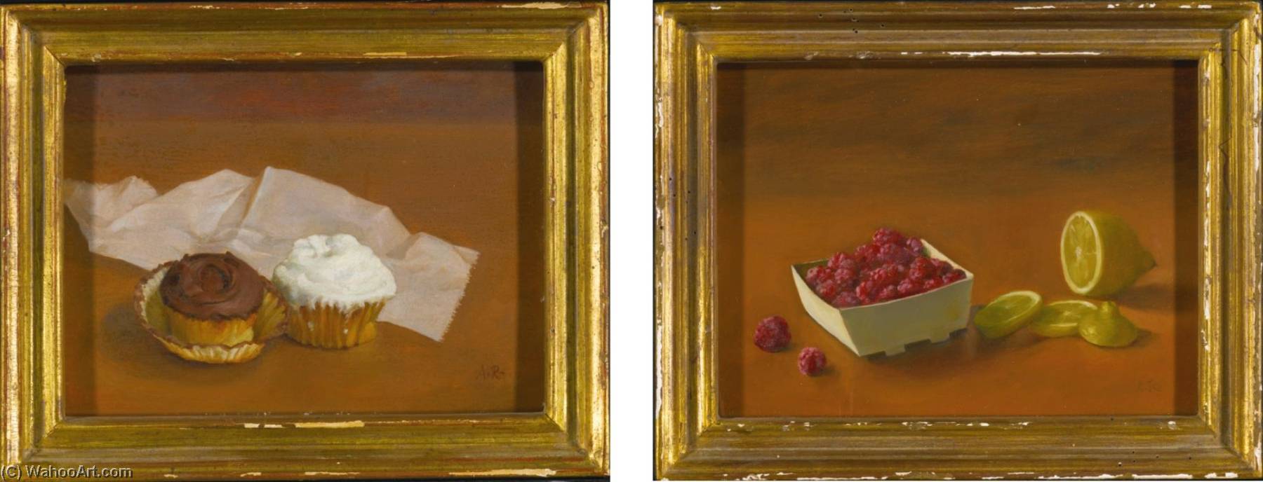 Rasperries And Lemon And Chocolate And Vanilla Cupcakes Two Paintings — Alvin Ross