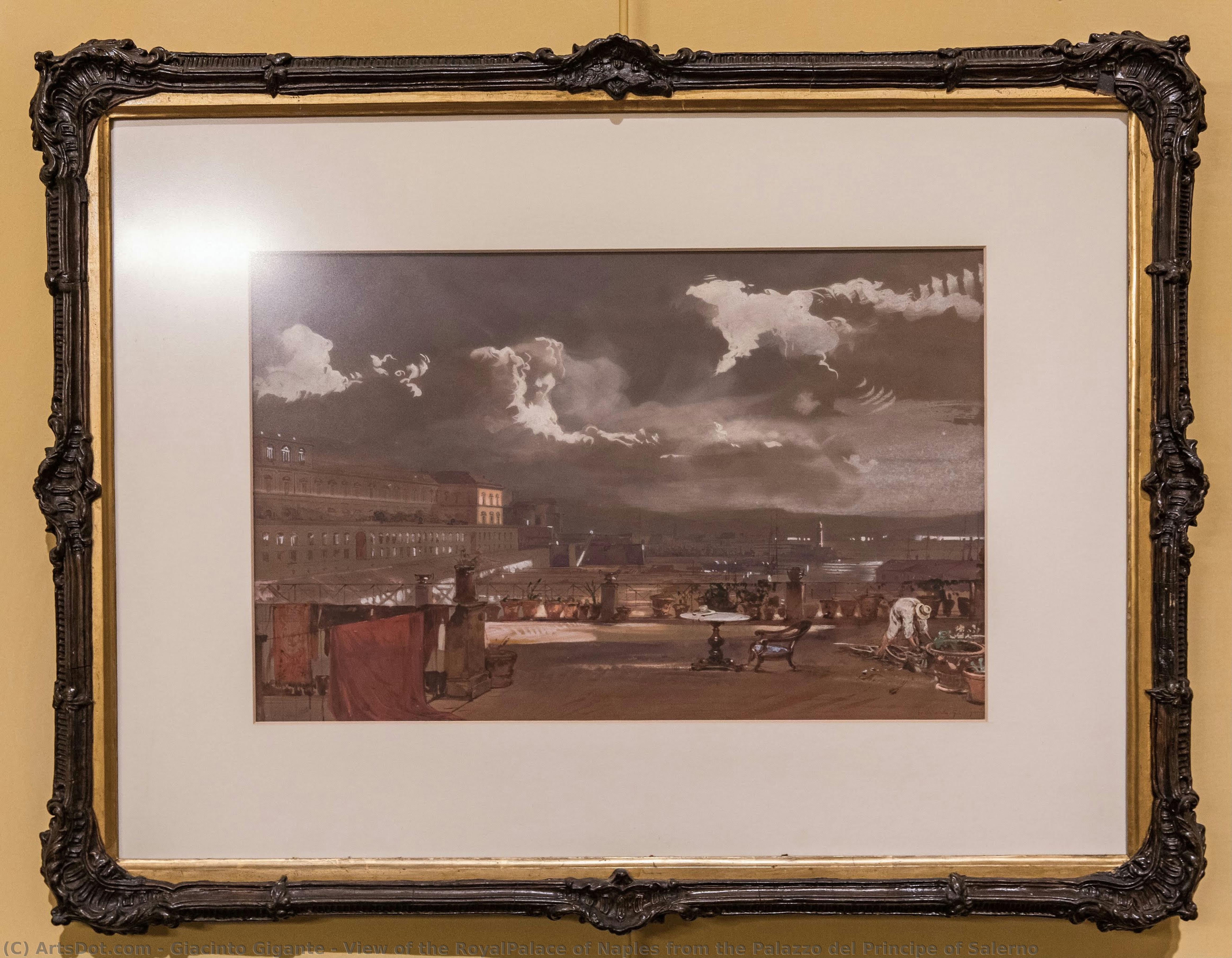 Blick Auf Den Königspalast Von Neapel Vom Palazzo Del Principe In Salerno — Giacinto Gigante