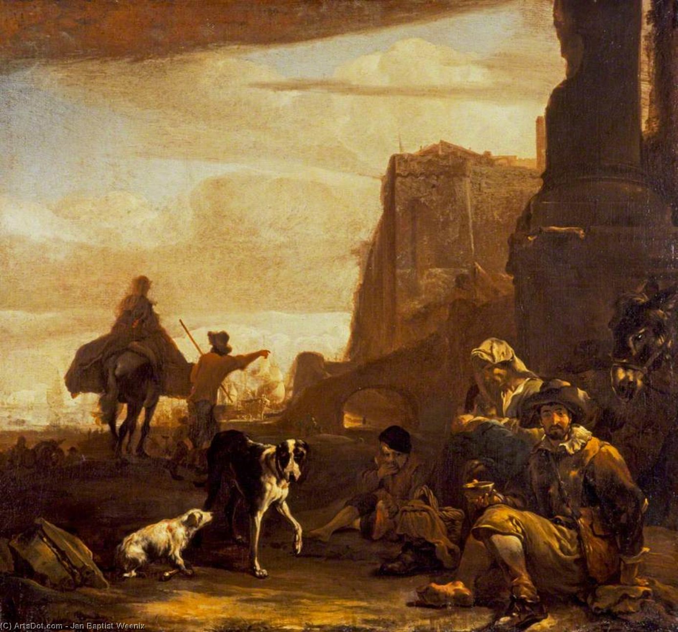 Figures Near A Seaport — Jan Baptist Weenix