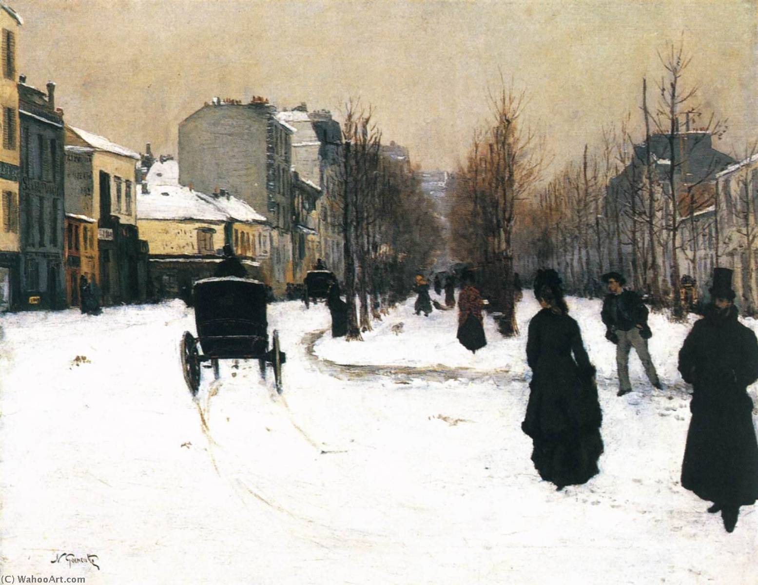 Boulevard Clichy Under Snow — Norbert Goeneutte