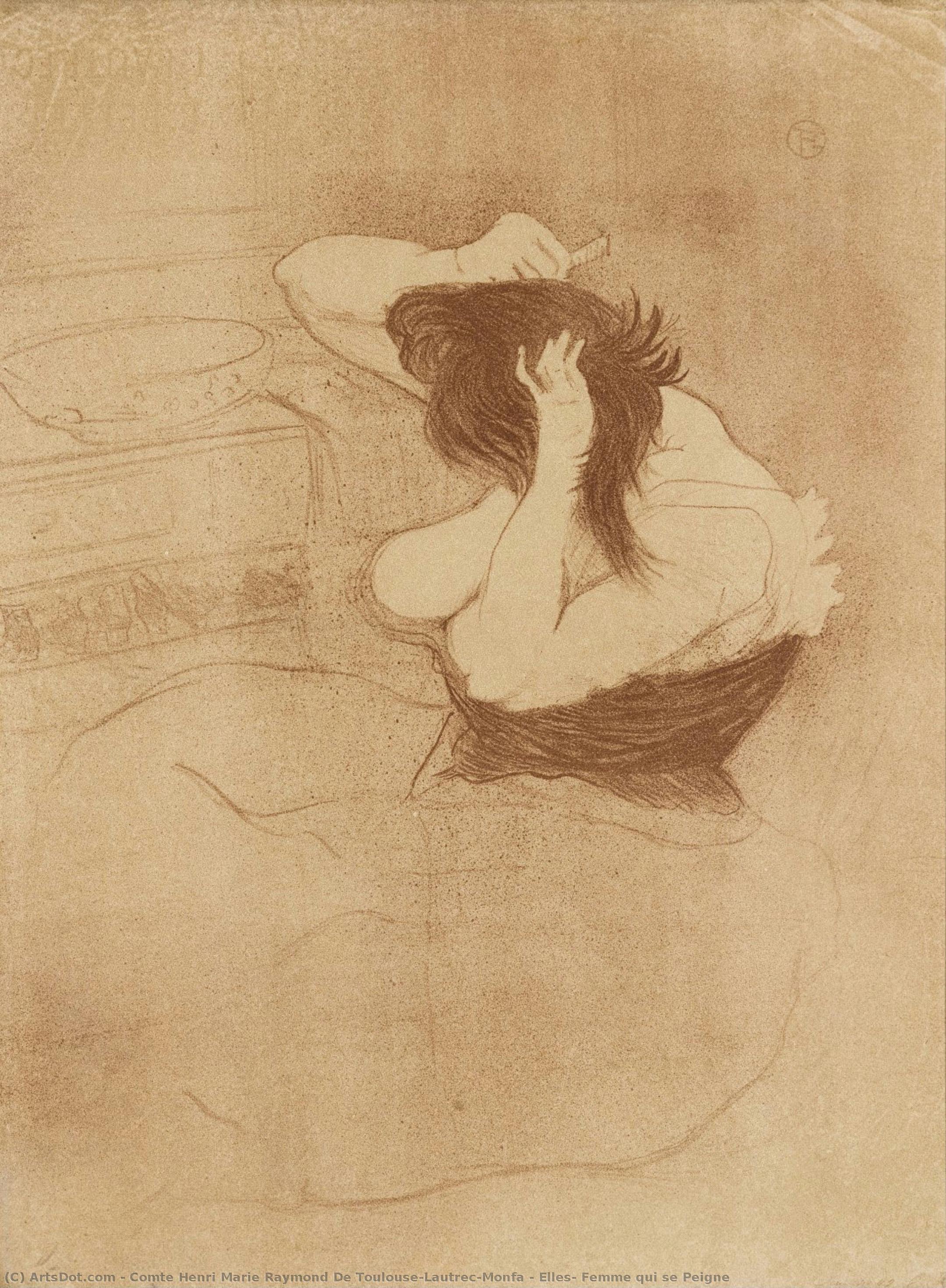 Elles, Femme Qui Se Peigne — Comte Henri Marie Raymond De Toulouse-lautrec-monfa