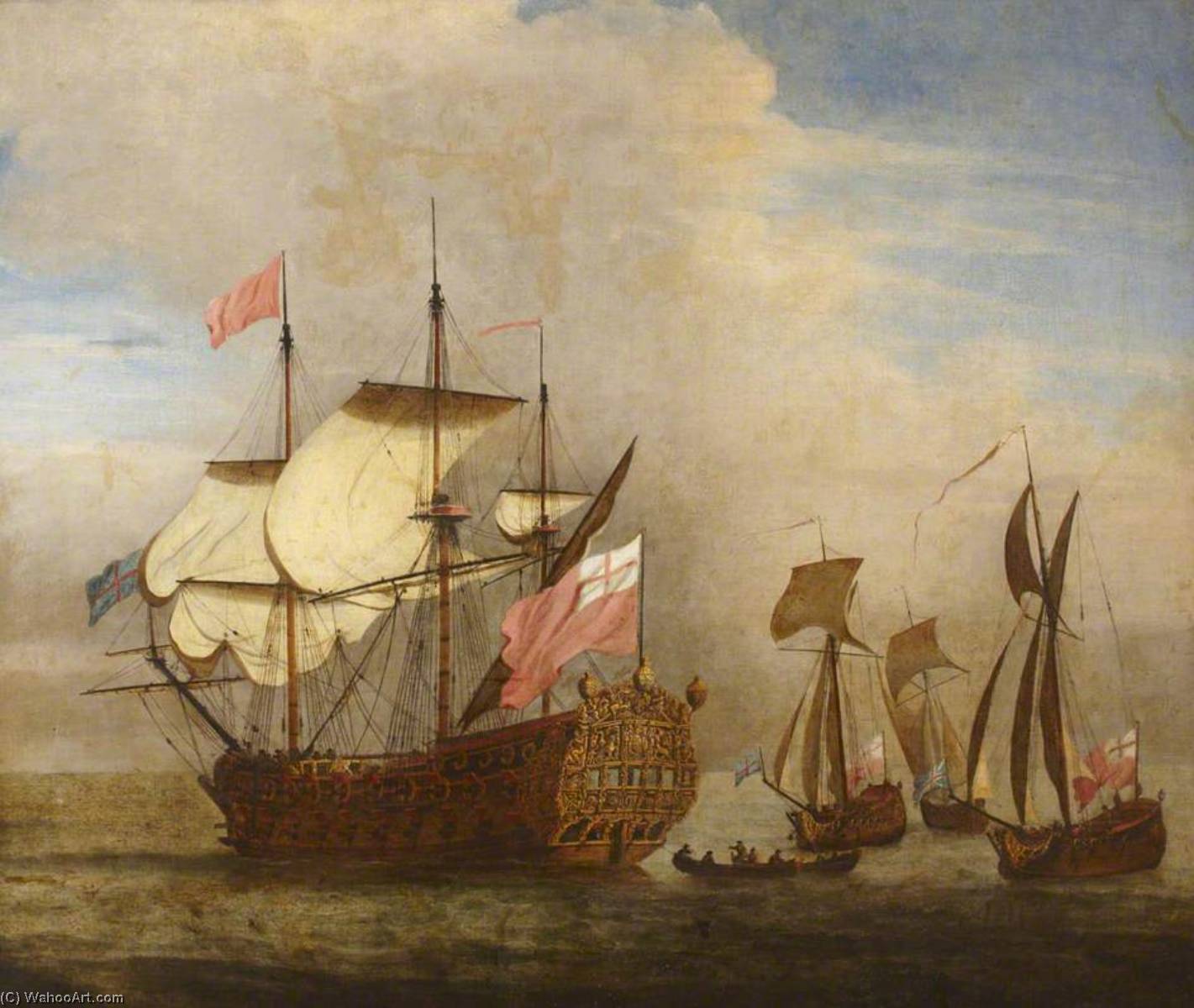 Seascape With Shipping — Виллем Ван Де Вельде Старший