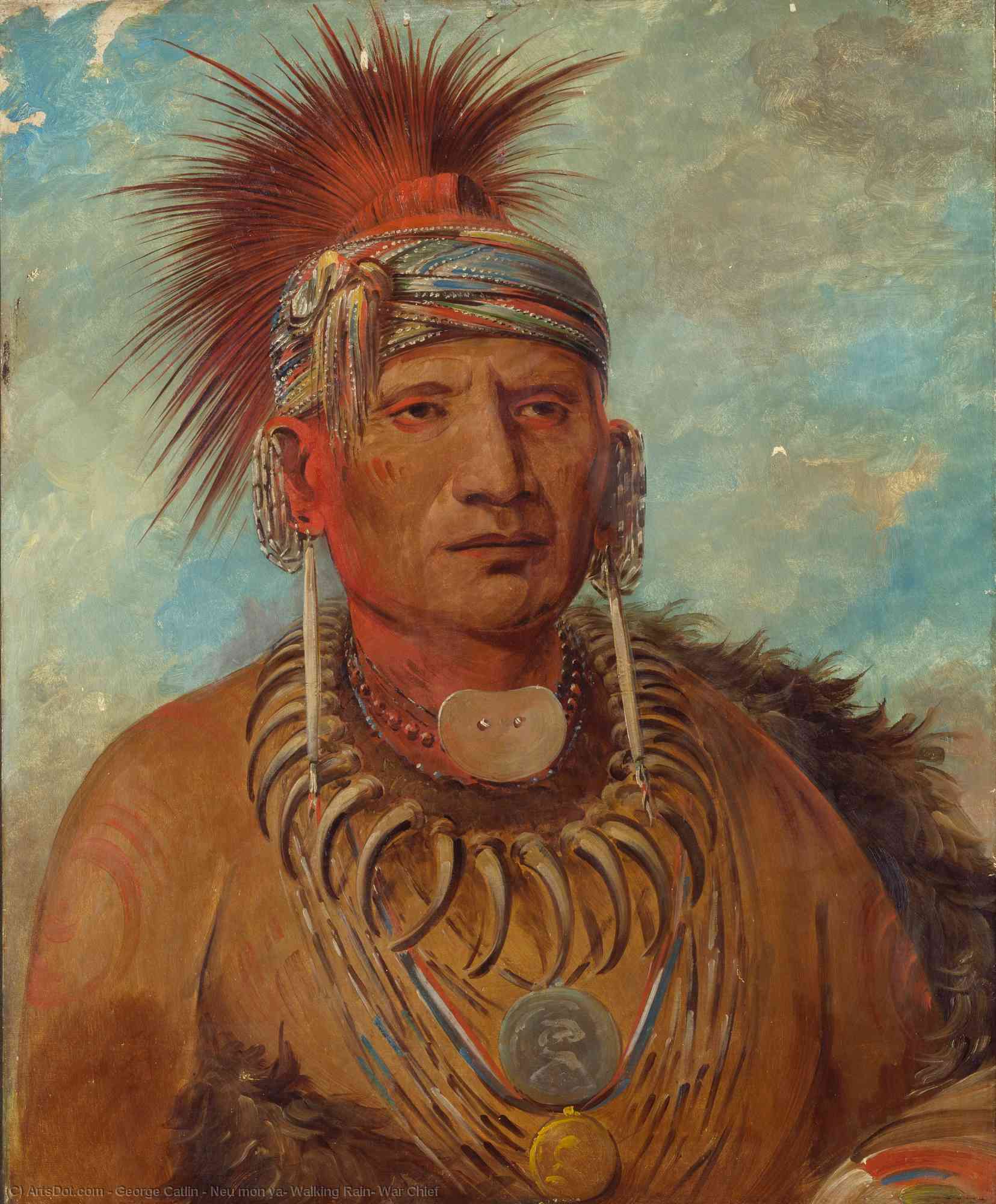Neu Mon Ya, Walking Rain, War Chief — George Catlin