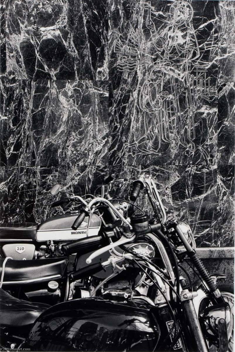 Untitled (marble Wall, Motorcycles) — Burk Uzzle