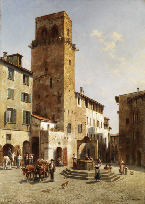 Platz In San Gimignano — Jacques François Carabain