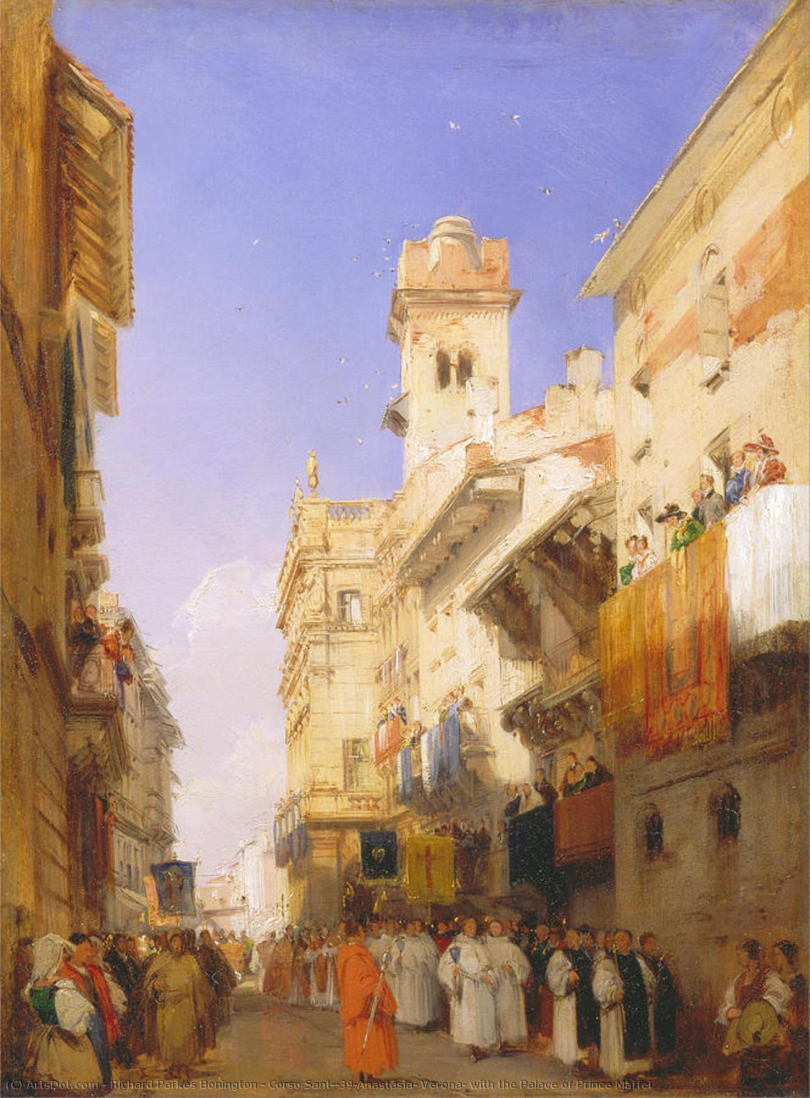 Corso Sant'anastasia, Verona, With The Palace Of Prince Maffei — Richard Parkes Bonington