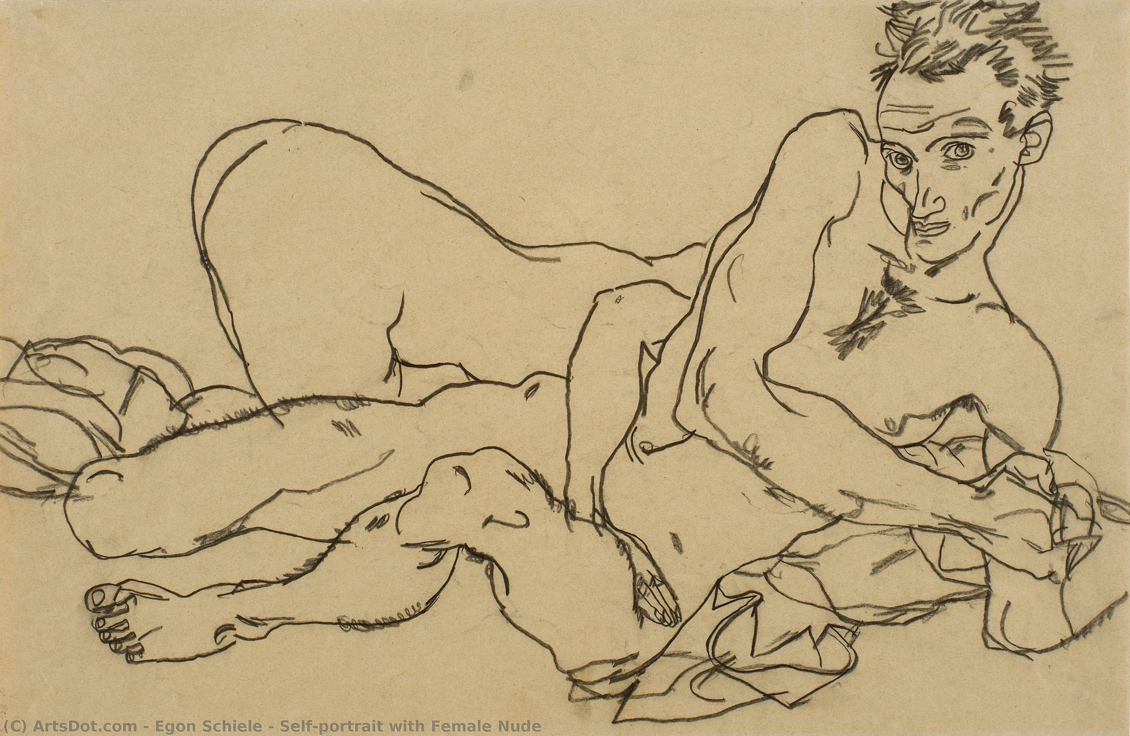 Autorretrato Con Desnuda Femenina — Egon Schiele