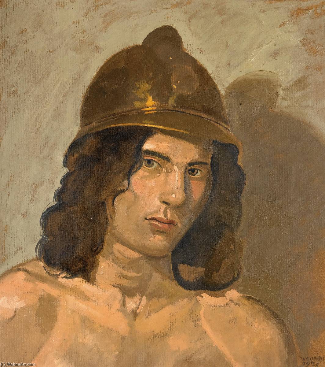 Young Man With Helmet (portrait Of Alain) — Yiannis Tsaroychis
