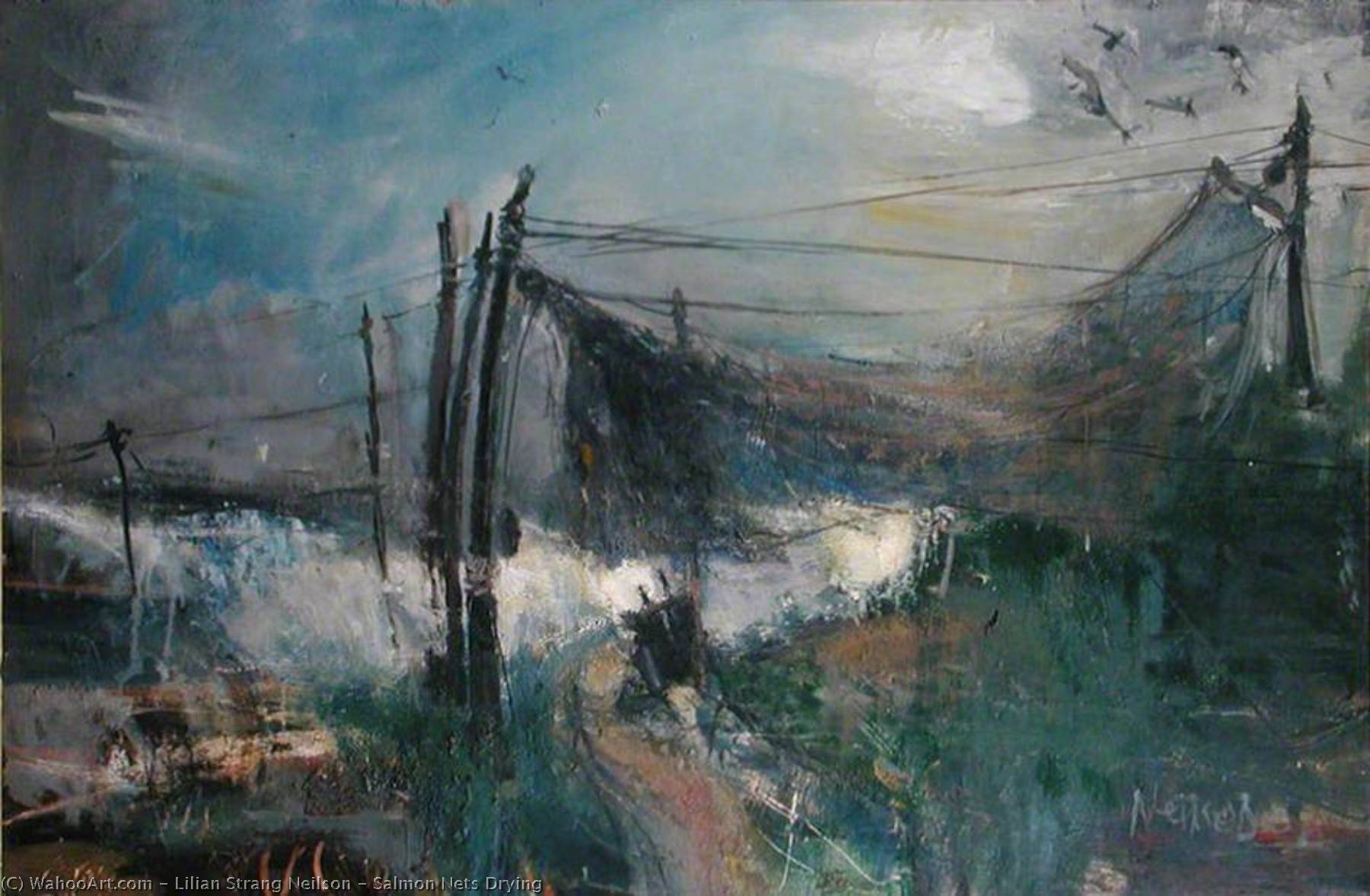 Salmon Nets Drying — Lilian Strang Neilson
