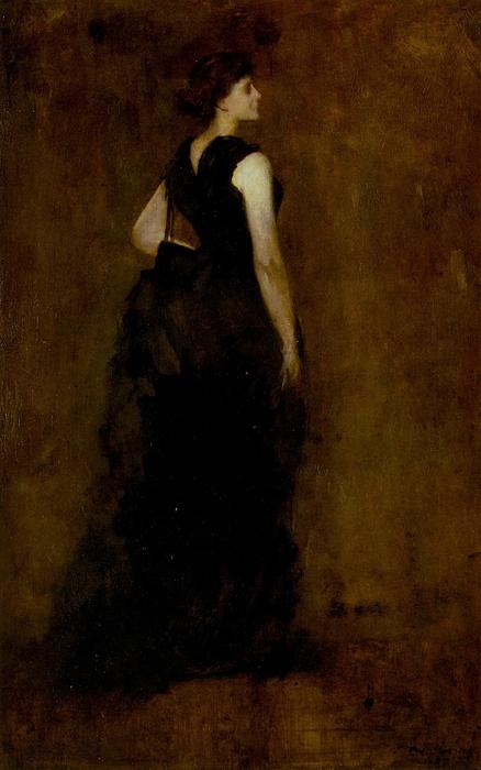 Woman In Black: Portrait Of Maria Okey Dewing — Thomas Wilmer Dewing