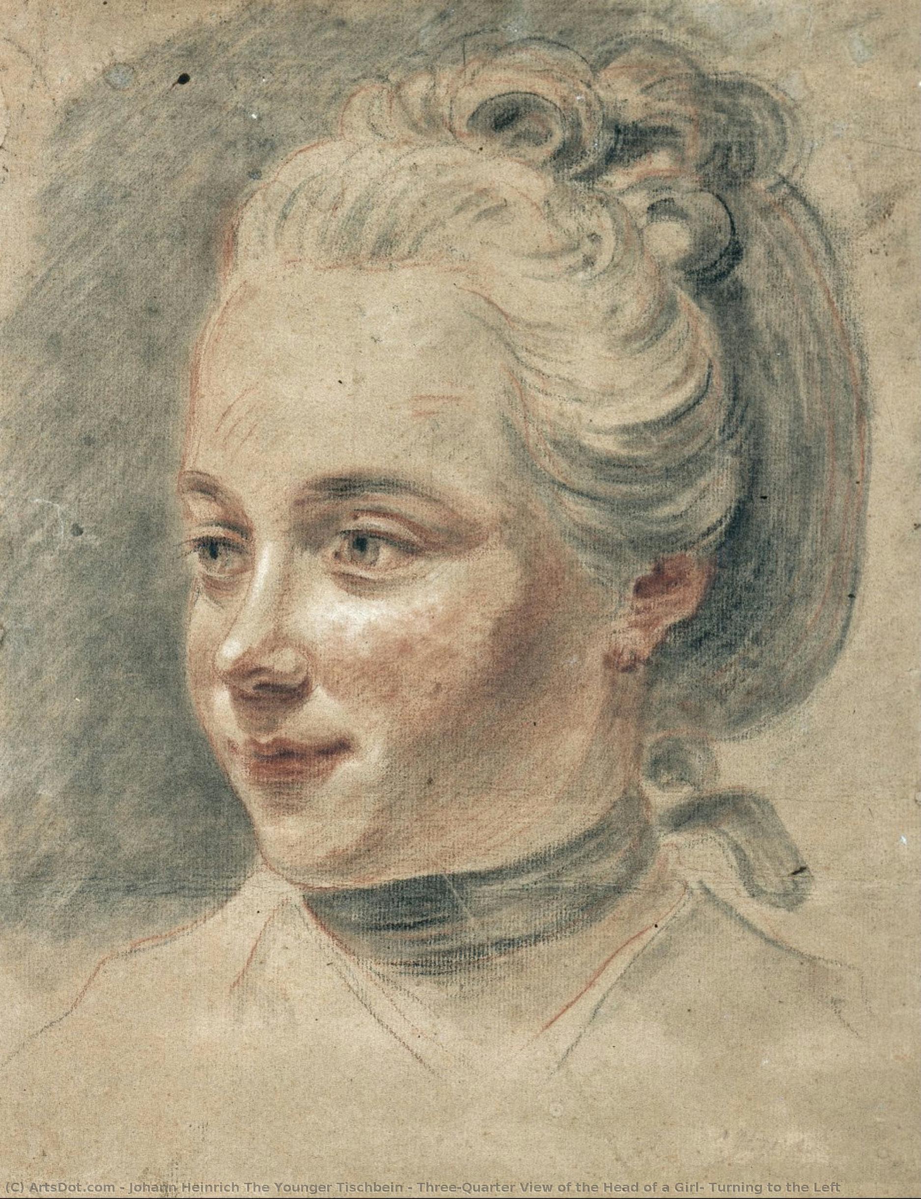 Three-quarter View Of The Head Of A Girl, Turning To The Left — Johann Heinrich Tischbein El Joven