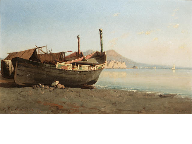 The Bay Of Naples With The Castel Dell'ovo — Edoardo Federico De Martino
