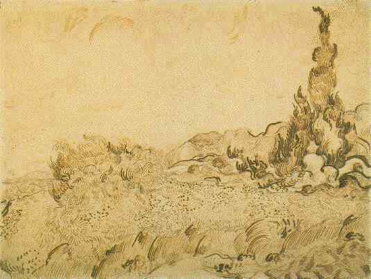 Campo De Trigo Con Cipreses 3 — Vincent Willem Van Gogh