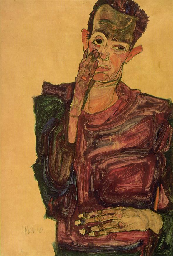 Self-portrait Pulling Cheek1910 — Шиле