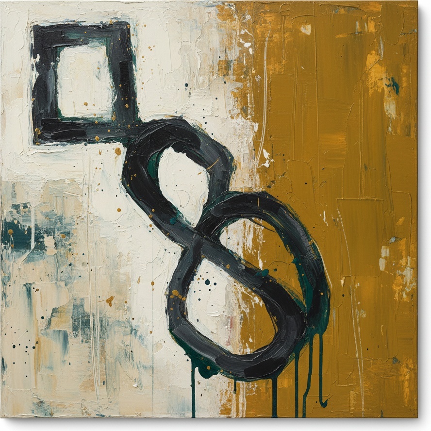 Monolithic Glyph In Ochre And Shadow: A Singular Study Of Geometric Tension — Laurent Fabre