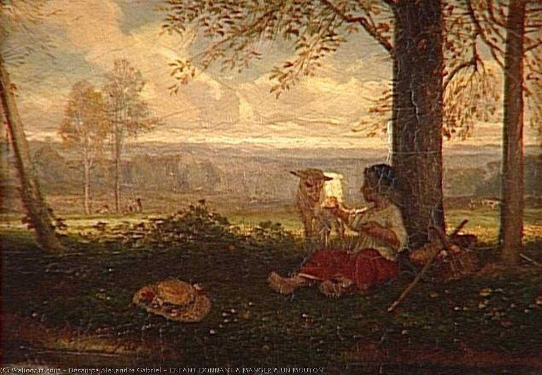 Enfant Donnant A Manger A Un Mouton — Alexandre Gabriel Decamps