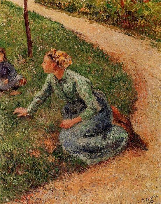 Peasant Trimming The Lawn — Camille Pissarro