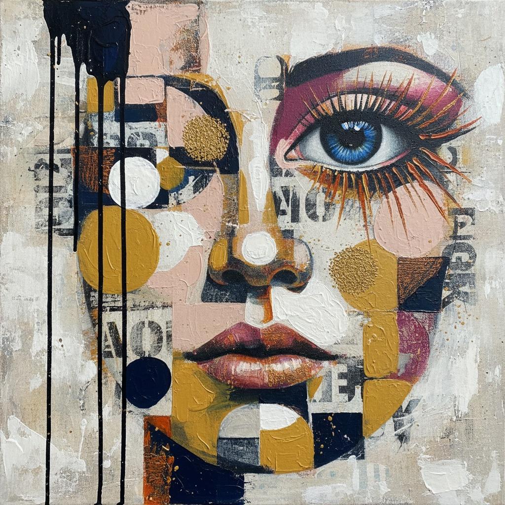 Fragmented Echoes Of An Eternal Gaze In Ochre And Midnight Blue — Laurent Fabre
