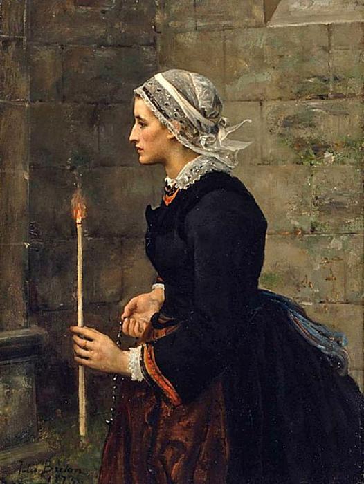 Woman With A Taper — Jules Adolphe Aimé Louis Breton