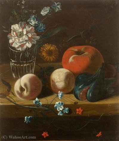 Still Life Of Fruits With Flowers In A Glass — Carlo Magini