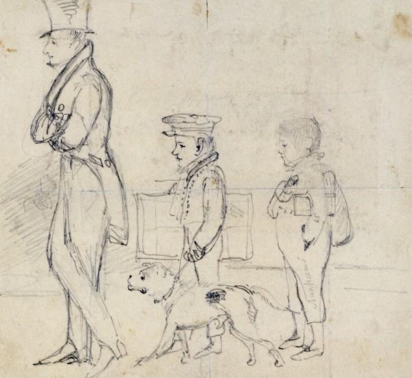Portrait Sketch Of J. F. Lewis With His Brothers Charles And Frederick — John Frederick Lewis