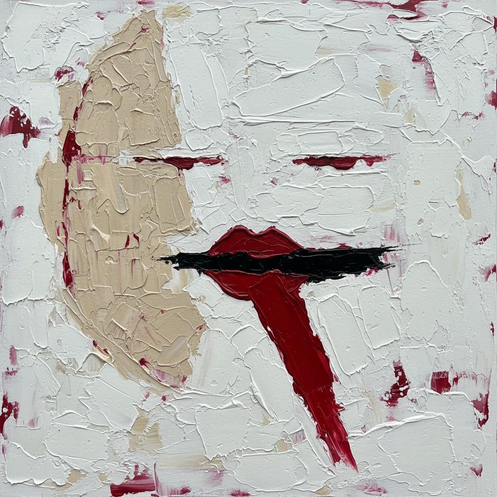 Crimson Echoes On Beige Canvas: A Study In Visceral Absence And Form — David Moreau