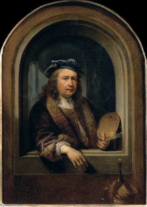 Self-portrait With A Palette, In A Niche — Gerrit Dou