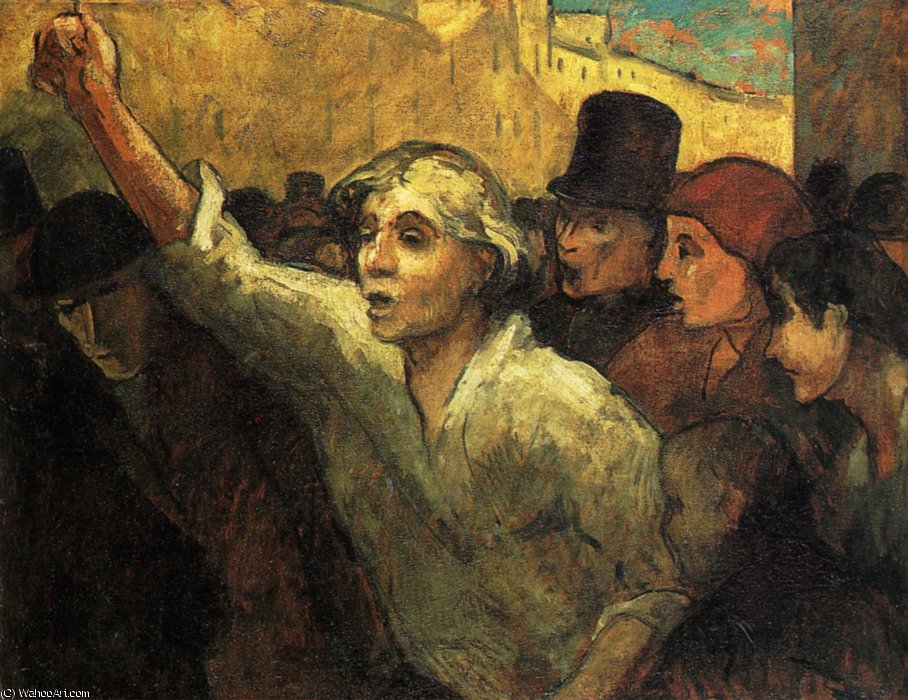 L'emeute, Huile Sur Toile The Riot, Oils On Fabric — Honoré Daumier