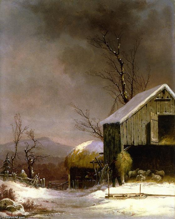 Winter Farm Scene, Connecticut — George Henry Durrie