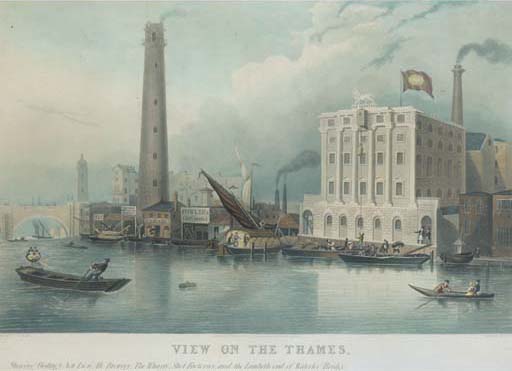 View On The Thames Showing Goding's New Lion Ale Brewery — Francis Calcraft Turner