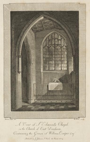 View Of St. Edmund's Chapel In The Church Of East Dereham, Containing The Grave Of William Cowper Esquire — William Blake