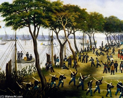 Argentine Soldiers Disembarking And Preparing — Cándido López