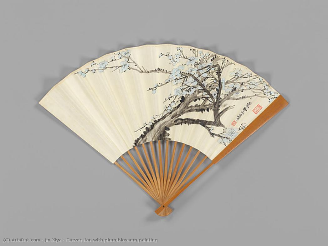 Carved Fan With Plum-blossom Painting — Jin Shaofang