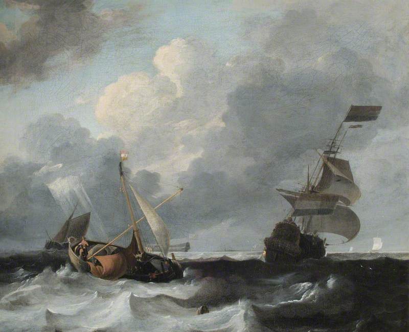 A Storm Off The Coast With Men O' War And Fishing Boats — Ludolf Backhuysen I