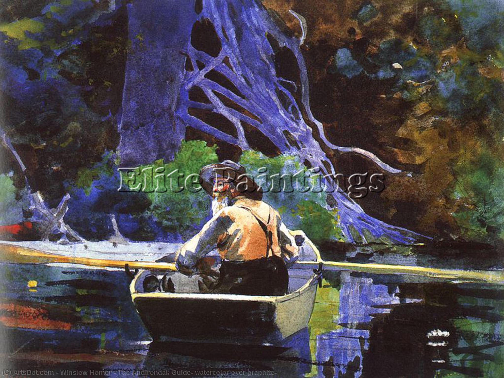 The Andirondak Guide, Watercolor Over Graphite, — Winslow Homer