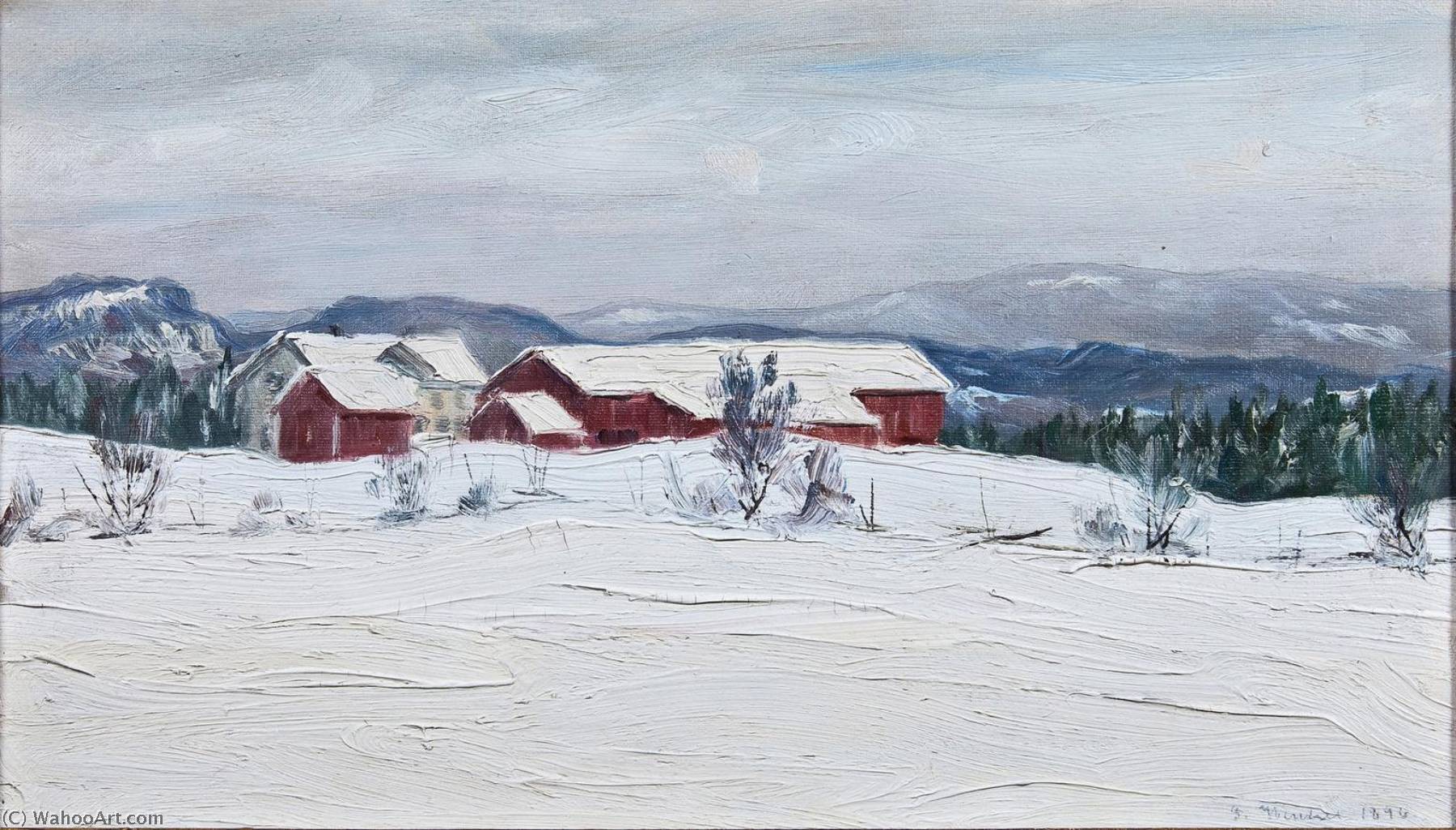 Farm In Asker, Winter — Gustav Wentzel