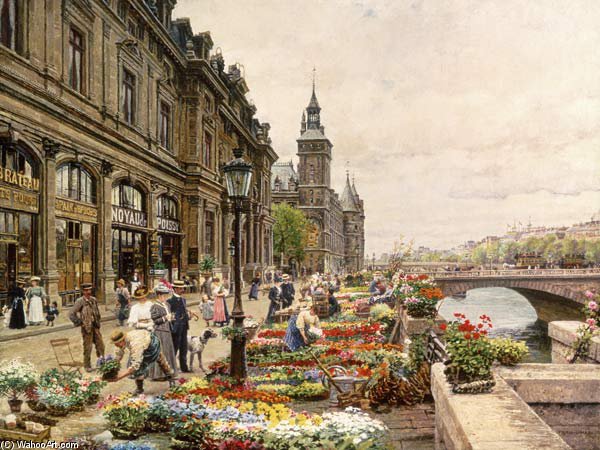 Flower Stands At His In Paris — Marie Francois Firmin-girard