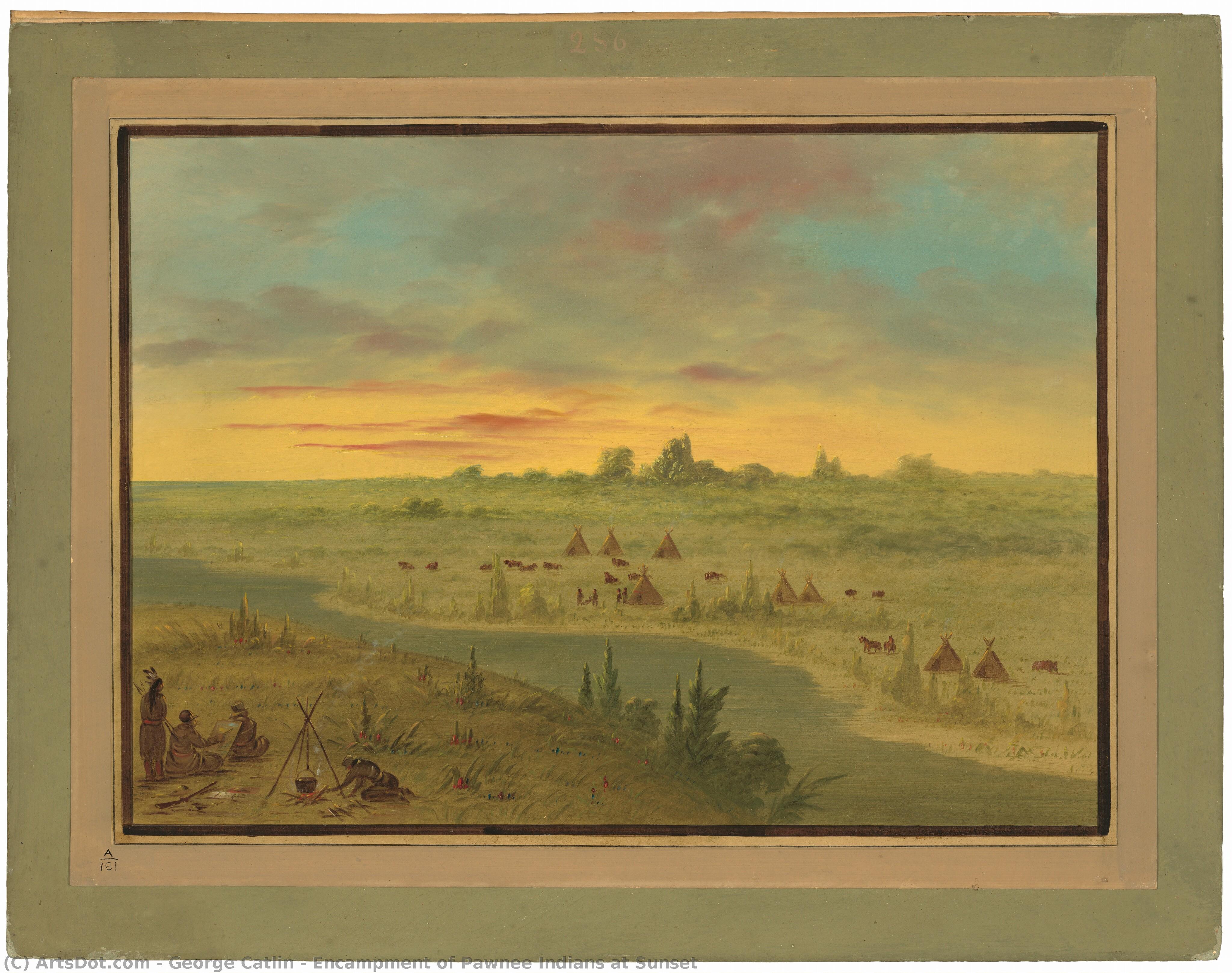 Encampment Of Pawnee Indians At Sunset — George Catlin